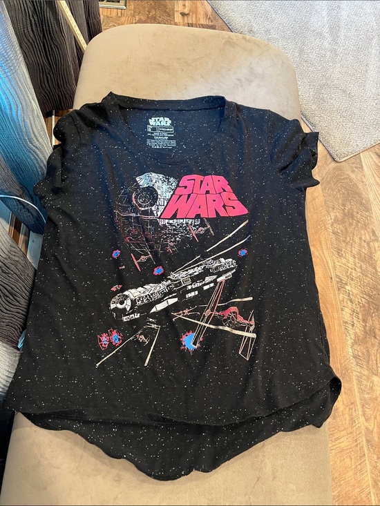 Star Wars Tops - Star Wars Black Tee with Red Logo and Retro Space Graphic